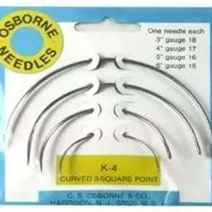 کارت سوزن خمیده سه گوش C.S. Osborne C. S. K-4 شامل سوزن های 3، 4، 5 و 6 اینچی (ابزار روکش کاری) 