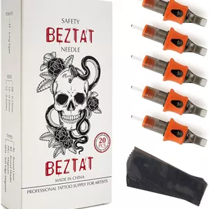 کارتریج سوزن تاتو حرفه ای فوق العاده ممتاز BEZTAT به همراه گریپ و روکش های دستگاه شماره 12 مگنوم منحنی بسته 20 عددی (1211CM) 
