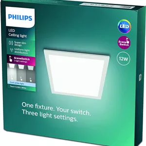 چراغ سقفی پنل LED مربع فیلیپس SceneSwitch دیمرپذیر 4000K 12W [سفید سرد - سفید]. برای نورپردازی داخلی، اتاق نشیمن و اتاق خواب