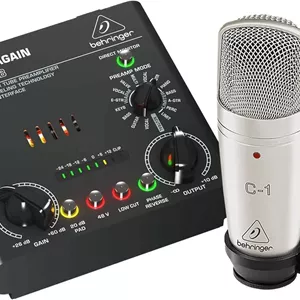 مجموعه کامل استودیویی Behringer VOICE STUDIO با میکروفون کاندنسر استودیویی، پری امپ تیوب با 16 حالت پری امپ و رابط USB/Audio