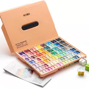 ست رنگ گواش ژله ای دوقلو HIMI، ۱۱۲ رنگ ۱۲ گرمی، طراحی جام ژله ای، رنگ گواش غیر سمی برای بوم و کاغذ، لوازم هنری برای حرفه ای ها و مبتدیان (Peach Fuzz)