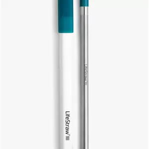 نی نوشیدنی فیلتردار استیل ضد زنگ LifeStraw Sip با کیف حمل، حذف کننده میکروپلاستیک ها، باکتری ها و انگل ها، مناسب برای مسافرت و استفاده روزمره، آبی لاگون