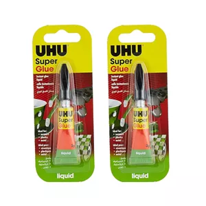 چسب قطره ای فوری UHU 25253، مایع 3 گرمی، بسته کارت جامبو 2 عددی