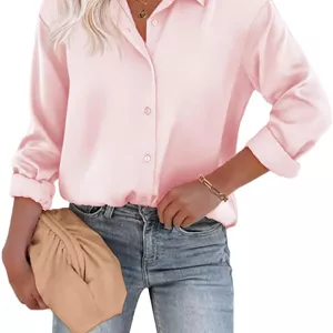 چیگانت بلوز زنانه پیراهن های ابریشمی ساتن دکمه دار آستین بلند گشاد غیر رسمی تاپ های تونیک مناسب کار در اداره