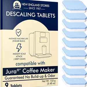 قرص های رسوب زدای سازگار با Jura از New England Stories، بسته 9 عددی - رسوبات آهکی و کلسیم را از بین می برد، طعم قهوه را برای دستگاه های قهوه ساز بهبود می بخشد