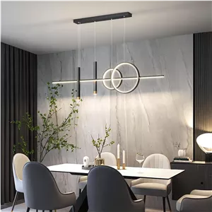 چراغ آویز مدرن Forrio®، چراغ LED جزیره ای خلاقانه 100 سانتی متری، چراغ آویز خطی هندسی برای آشپزخانه، اتاق غذاخوری، اتاق نشیمن، اتاق خواب، مشکی