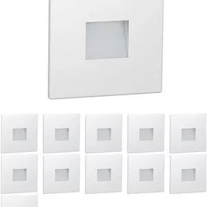 چراغ پله ال ای دی FOW 12 ledscom.de / چراغ دیواری توکار برای نورپردازی داخلی و خارجی، زاویه دار، 85 x 85 میلی متر، سفید گرم