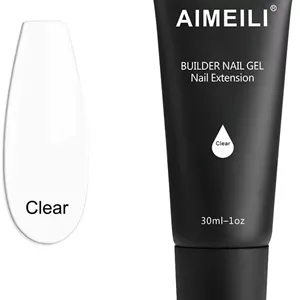 ژل بیلدر کاشت ناخن شفاف AIMEILI حجم 30 میلی لیتر، قابل برداشتن با خیساندن، ابزار مانیکور و افزایش طول ناخن با UV LED، مناسب برای ناخن های مصنوعی و طراحی ناخن