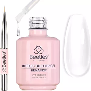 ژل بیلدر بدون HEMA بیتلز - Sheer Breeze 15ml، 7 در 1 برای ساختن اپکس، تقویت، ضخیم کردن، اکستنشن، مناسب استفاده DIY در سالن و منزل برای ناخن های حساس، کیت ژل ناخن بیلدر شفاف، نیاز به لامپ UV