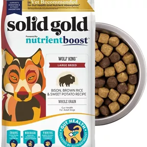 غذای خشک سگ بالغ Solid Gold Bison برای سگ های بزرگ - پروتئین بالا، دانه کامل با گوشت بوفالو واقعی، برنج قهوه ای و امگا 3 - دانه بزرگ با پروبیوتیک برای سلامت روده - غذای سگ بالغ - Nutrientboost™ - 9.98 کیلوگرم