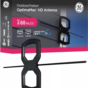 آنتن HD بیرونی GE UltraPro OptimaMax، برد 96 کیلومتر، 4K/8K Ultra HD، آماده برای NEXTGEN TV، مقاوم در برابر آب و هوا، نصب در فضای باز یا اتاق زیر شیروانی، کانال های محلی رایگان، مدل 81839