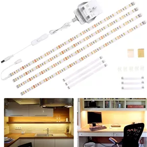 کیت نورپردازی زیر کابینت WOBANE، نوار چراغ LED انعطاف پذیر 2 متری، 120 LED، 1100 لومن، 2700K سفید گرم، آداپتور 12 ولت، 4 عدد 50 سانتی متری
