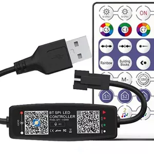 کنترلر LED بلوتوث موزیک WS2811 WS2812B با میکروفون برای نوار LED پیکسلی SK6812 WS2812، اپلیکیشن، ریموت 28 کلیدی، USB 5 ولت
