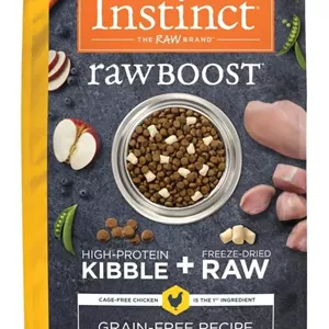 غذای خشک سگ با طعم مرغ طبیعی، بدون غلات Instinct Raw Boost، کیسه 4 پوندی