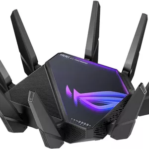 روتر گیمینگ ASUS ROG Rapture WiFi 6E (GT-AXE16000) - چهار بانده، آماده برای 6 گیگاهرتز، دو پورت 10G، پورت WAN 2.5G، پشتیبانی از AiMesh، شتاب دهنده بازی سه سطحی - مشکی