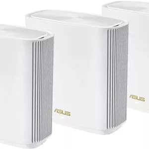 سیستم وای فای مش سه باندی ASUS ZenWiFi برای کل خانه (ET8 3PK)، پوشش تا 700 متر مربع، 6600 مگابیت بر ثانیه، باند 6 گیگاهرتز جدید، AiMesh، امنیت اینترنت رایگان مادام العمر، کنترل کودک، راه اندازی آسان