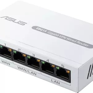 روتر سیمی گیگابیتی VPN ایسوس ExpertWiFi EBG15، تا 5 پورت اترنت WAN (4 پورت اترنت1 پورت USB)، پیشگیری از نفوذ IPS، فایروال لایه 7، امنیت شبکه تجاری، مدیریت از راه دور با برنامه