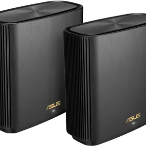 سیستم مش وای فای 6 سه بانده ASUS ZenWiFi XT9 AX7800 (بسته 2 عددی)، 802.11ax، پوشش تا 530 متر مربع و 6  اتاق، AiMesh، امنیت اینترنت رایگان مادام العمر، کنترل والدین - مشکی