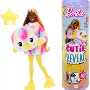 عروسک باربی Cutie Reveal سری Color Dream با لباس پنگوئن طرح تایلندی و 10 اکسسوری سورپرایزی تغییر رنگ برای کودکان 3 سال به بالا HRK40