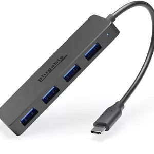 هاب آداپتور USB C به USB پلاگبل، هاب 4 پورت USB 3.0، اسپلیتر USB برای لپ تاپ، سازگار با ویندوز، مک بوک پرو/ایر، آیپد پرو، سرفیس پرو، کروم بوک، لینوکس، اندروید، عدم پشتیبانی از شارژ