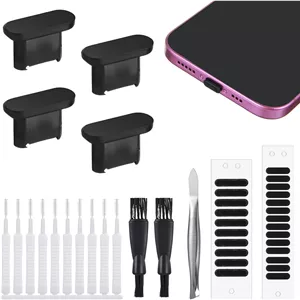 درپوش پورت شارژ USB نوع C با توری ضد گرد و غبار بلندگوی تلفن همراه، درپوش محافظ پورت شارژ و برس تمیز کننده USB نوع C مناسب برای اکثر تلفن های هوشمند