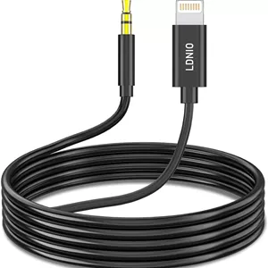 کابل AUX سازگار با آیفون LDNIO [1 متر] – آداپتور صوتی 3.5 میلی متری برای خودرو، هدفون، بلندگو – سازگار با آیفون 14/13/12/11/X/8/7 – پشتیبانی از iOS