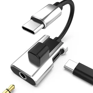 تبدیل USB-C به جک هدفون 3.5 میلی‌متری و شارژر، آداپتور 2 در 1 USB-C به AUX با DAC با وضوح بالا و کابل دانگل شارژ سریع سازگار با سری Galaxy/Pixel/Note