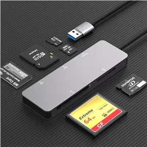 کارت خوان حافظه USB آزونی، آداپتور کارت خوان حافظه 5 در 1 USB 3.0 سرعت خواندن و نوشتن تا 5 گیگابیت بر ثانیه، کارت خوان چندگانه 5 در 1 برای SD/TF/CF/Micro SD/MS/M2/XD