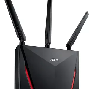 روتر گیمینگ وای فای ایسوس AC2900 مدل (RT-AC86U) - روتر اینترنت بی سیم گیگابیتی دو بانده، شتاب دهنده بازی WTFast، استریمینگ، سازگار با AiMesh، امنیت اینترنت مادام العمر