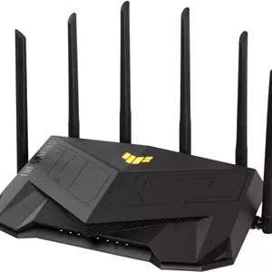 روتر گیمینگ ASUS TUF Gaming AX6000 Dual Band WiFi 6 با قابلیت توسعه، پورت‌های دوگانه 2.5G، حالت بازی موبایل، انتقال پورت، امنیت شبکه بدون اشتراک، Instant Guard، سازگار با AiMesh