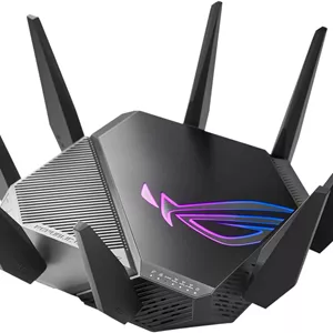 روتر گیمینگ گیگابیتی سه بانده ایسوس WiFi 6 مدل ROG GTAXE11000 Rapture 802.11ax با سرعت 114848044804 مگابیت بر ثانیه، دارای پورت های اترنت LAN (RJ45) با سرعت 1010010002500 مگابیت بر ثانیه، 5 عدد MUMiMO