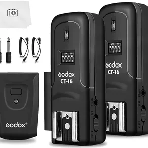 کیت فرستنده و گیرنده فلاش رادیویی بی سیم گودکس مدل CT-16، سازگار با دوربین های DSLR کانن نیکون پنتاکس، فرستنده و گیرنده فلاش 3 در 1
