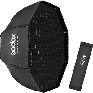 کیت سافت باکس اکتاگون چتری قابل حمل گودکس 80 سانتی متری با گرید لانه زنبوری و کیف حمل برای فلاش اسپیدلایت استودیویی