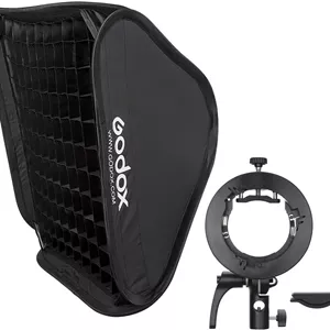 کیت سافت باکس تاشو Godox SGGV6060 با براکت فلاش S2، سافت باکس 60x60 سانتی متر با گرید و مانت بوئنز برای Godox AD400PRO AD200PRO AD200 V1 V1Pro V100 V860III TT685II TT350 Series