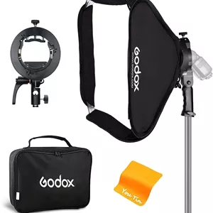 کیت سافت باکس تاشو Godox S2 با مانت بوئنز 60x60 سانتی متر برای فلاش اسپیدلایت عکاسی