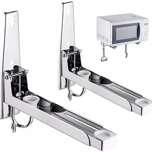 نگهدارنده دیواری تاشو فر و مایکروویو NP ZYTSHOP، قفسه استیل ضد زنگ با قلاب جداشدنی