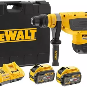 چکش تخریب 48 میلی‌متری 54 ولت XR فلکس ولت SDS-Max دیوالت با باتری اضافی، زرد/مشکی، DCH733X2-GB