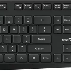 مجموعه کیبورد و ماوس Genius KM-8206S شامل یک کیبورد بی سیم بی صدا و یک ماوس اپتیکال بی سیم بی صدا با کلید دستیار هوش مصنوعی