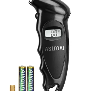 فشارسنج دیجیتال تایر AstroAI، ۱۵۰ PSI، دارای ۴ تنظیمات برای خودرو، کامیون، دوچرخه با LCD دارای نور پس زمینه و دسته ضد لغزش (مشکی)