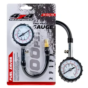 فشارسنج تایر ROADPOWER 4x4 با دقت 100 PSI - مناسب برای خودروها، کامیون ها، SUV، موتورسیکلت ها... مدل: RP-GAU-708