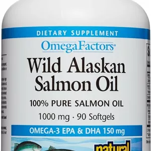 روغن ماهی سالمون آلاسکا Natural Factors امگا (1000 میلی گرم، 90 سافت ژل، 64540)