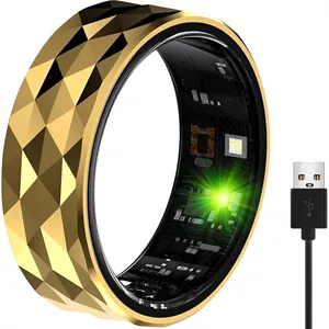 حلقه هوشمند KASTWAVE، حلقه ردیاب فعالیت ضد آب IP68 به قطر 19.8 میلی متر، حلقه هوشمند ردیابی تناسب اندام با کالری شمار، ضربان قلب، گام شمار، مانیتور اکسیژن خون، سازگار با اندروید و iOS، طلایی