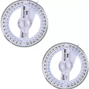 2 عدد نقاله دایره ای 360 درجه برای اندازه گیری زاویه، مناسب برای مدرسه، کلاس، دفتر، طراحی و اندازه گیری 