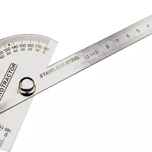 زاویه یاب و نقاله استیل، ابزار اندازه گیری زاویه 180 درجه، خط کش 2 در 1 و نقاله تک بازویی یا دو بازویی برای طراحی معماری، نجاری و طراحی دانشجویی 