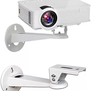 پایه دیواری مینی پروژکتور Drsn، پایه پروژکتور Drsn با قابلیت تنظیم زاویه و چرخش 360 درجه، طول 20 سانتی متر، سفید، برای پروژکتورها، دوربین های مداربسته و DVR