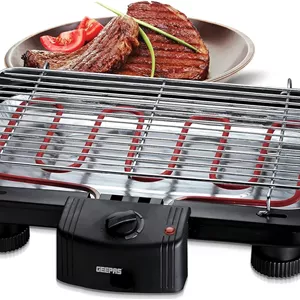 گریل باربیکیو برقی Geepas GBG877 2000W - گریل رومیزی، کنترل ترموستات خودکار با محافظت در برابر گرمای بیش از حد - صرفه جویی در فضا، المنت حرارتی جداشدنی