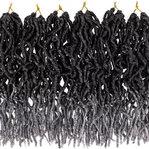 اکستنشن مو بافت مدل Nu Faux Locs از برند Xtrend، بسته 6 عددی، سایز 12 اینچ، از پیش حلقه شده، رنگ خاکستری، مدل Goddess Faux Locs، بافت موج دار Dreadlock