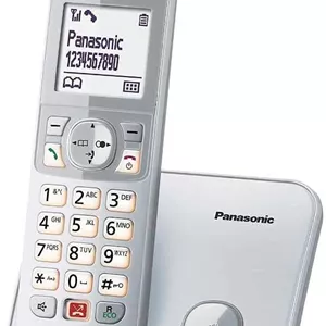 تلفن بی سیم دیجیتال پاناسونیک مدل KX-TG6851SPS به همراه یک گوشی، مسدود کننده شناسه تماس گیرنده، زنگ دسته تماس آزاردهنده، صفحه نمایش LCD، صفحه کلید روشن، نقره ای