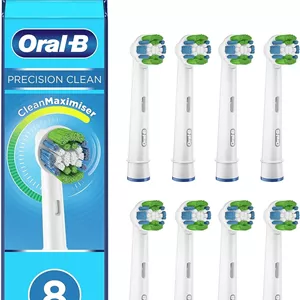یدک مسواک برقی اورال-بی Precision Clean با فناوری CleanMaximiser، پاک کننده پلاک اضافی، بسته 8 عددی، مناسب برای صندوق پستی، سفید 