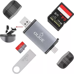 کارت خوان SD، کارت خوان حافظه 6 در 1 USB 3.0، آداپتور Micro SD به USB، نمایشگر دوربین تریل برای Samsung Galaxy/Note S20/10، تلفن Android، MacBook iPad Air/Pro، کامپیوتر Windows و دوربین داش
